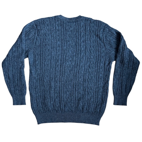 Peruvian sweater crew neck cable knit baby alpaca wool dark charcoal men’s M - Picture 2 of 12